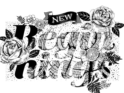New Beginnings (Textured Lettering) black and white illustrations custom art illustration lettering pattern print texture