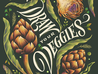 Draw your Veggies custom art digital lettering green healthy illustration lettering procreate typography