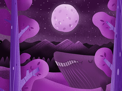 Whale with the moon adonit drawing illustration illustration design iphone moon procreate purple whale