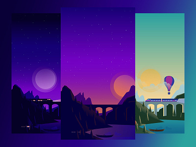 Sunrise app illustration midnight sunrise