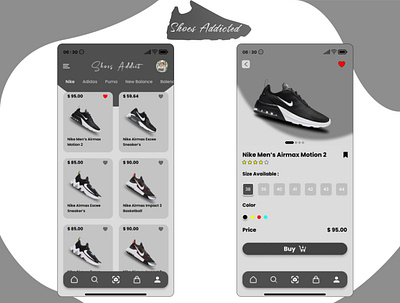 Shoes Addict app design ui ux