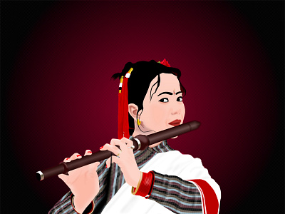 Newari Maicha nepali vector newari newari maicha playing flute vector