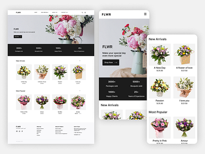 FLWR design ecommerce figma flower flower shop mobile mockups responsive shop ui website