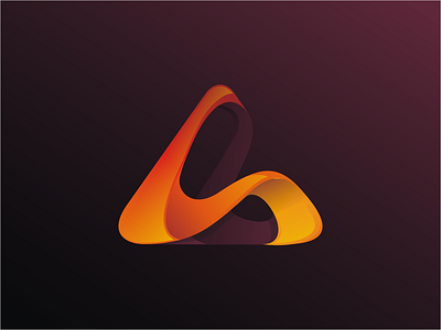 Fluid Triangle logo (for sale) 3d colors gradient logo modern orange triangle unused yellow