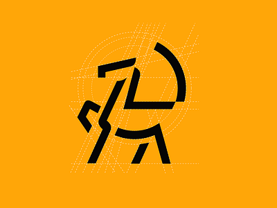 Colt (male baby horse) logo grid animal yellow black colt horse logo minimal monoline simple