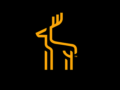 Deer logo animal black deer. logo flat minimal monoline simple yellow