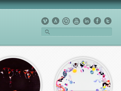 portfolio theme Search box circle cyan portfolio search social icons texture theme themeforest