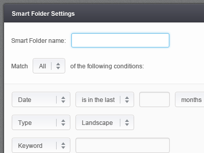 Smart Folder dropdown input smart folder ui