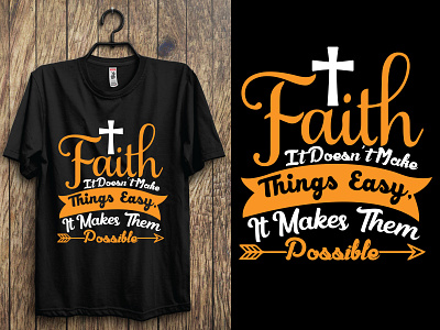 Faith it doesn't make things easy, it makes them disable. jesus face shirt typography christian design