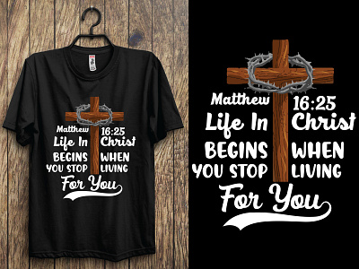 Matthew 16:25 life in Christ when you stop living for you. jesus face shirt typography christian design