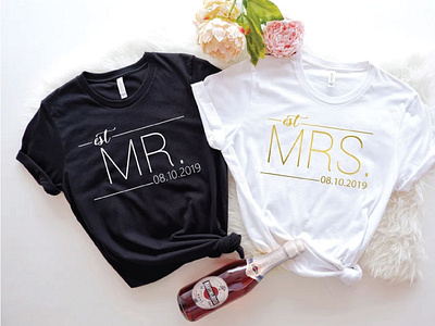 Mr. and Mrs. typography t-shirt design and graphic design