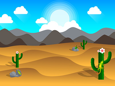 Desert cactus desert gecko illustration landscape vector