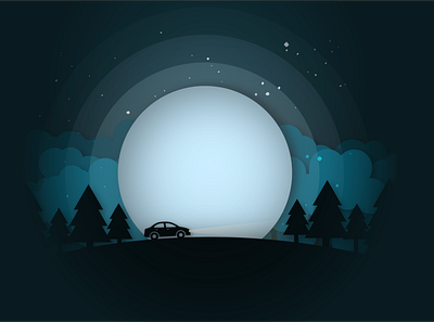 car passing from the forest background design illustration vector