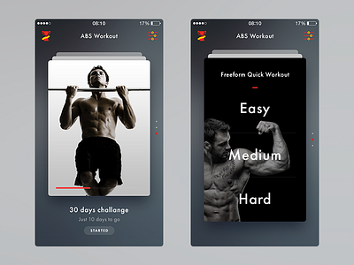Fitness App abs app fitness flat ios iphone sport training ui ux workout