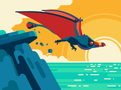 Lift Off adobeillustrator characterdesign digitalart flying illustration illustrator pterosaur vector vectoranimation vectorart