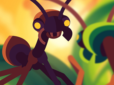 Attack! adobeillustrator ants characterdesign digitalart illustration illustrator kurzgesagt macro nature vectoranimation vectorart