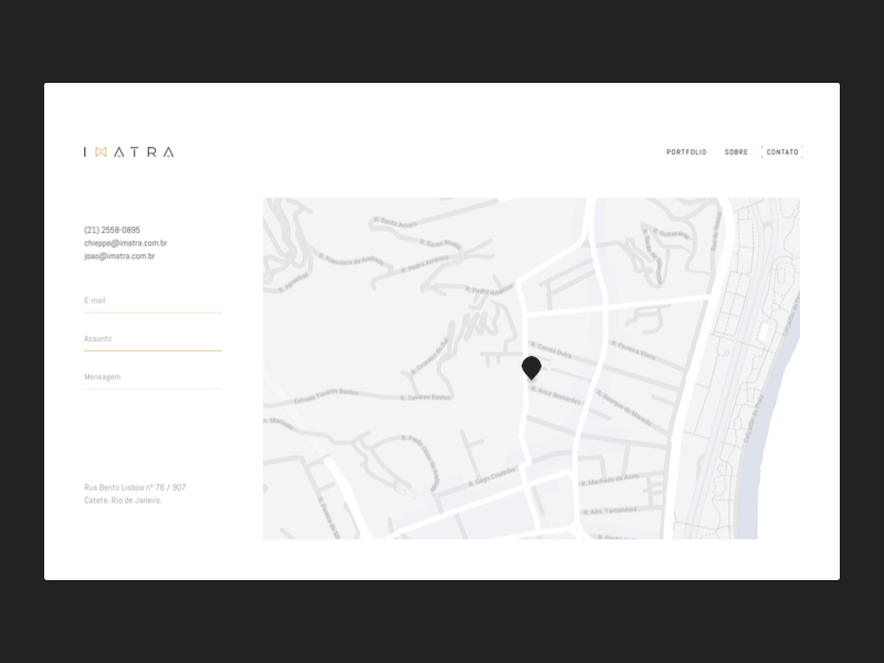 Imatra · Contato black and white elegant minimalist vector animation logo flat website web ux ui typography photography website photography portfolio interaction interaction design photography branding photography design minimal