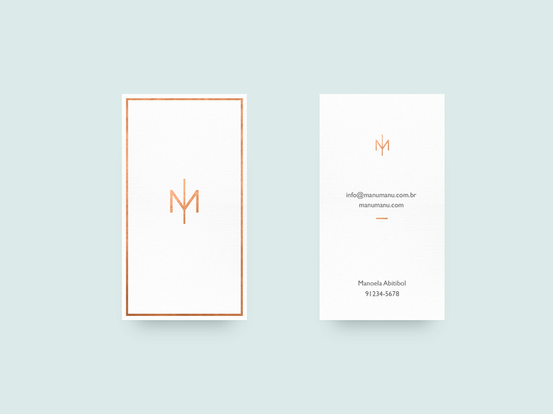 Manu Manu Business Card blue branding copper design fashion fashion brand identity logo minimal typography vector