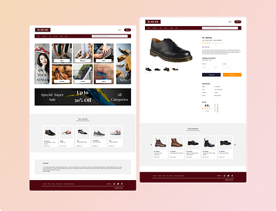 Web Design - Shoe Store e commerce home page product shoe store shoes ui web design