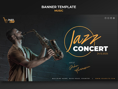 Music banner template banner design illustrator music banner template