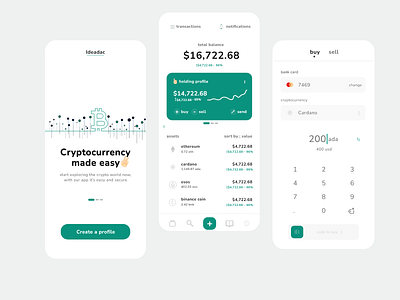 Crypto app concept light theme app branding coins crypto crypto mockup cryptocurrency design etherium graphic design icon illustration logo market trade ui ux vector