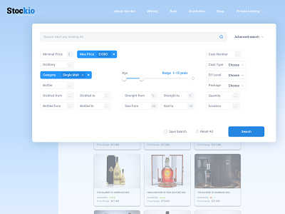 Stockio Search Filters app filters search search bar search box search field search form search results searching setup sketch stock web web app