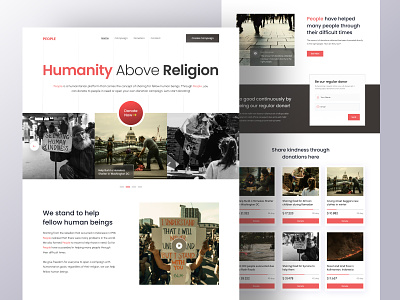 PEOPLE - Charity Landing Page card charity clean clean design design donate donation fundraise help landing landing page ngo support ui uiux ux volunteer web webdesign website