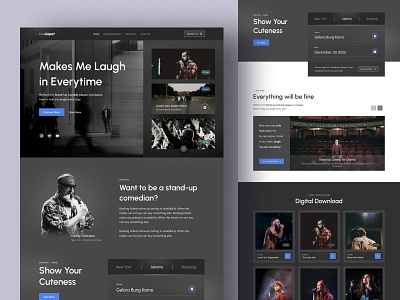 Comedy Club Landing Page comedian comedy comedy show dark mode dark ui design entertainment landing landingpahe open mic show stand up standupcomedy ui uiux ux web webdesign website