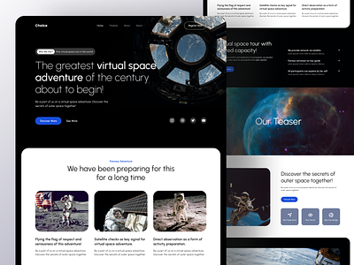 Choice - Virtual Space Adventure adventure astrounot clean galaxy planet space space tour space web spaceship stars travel travel agency ui uiux universe ux virtual adventure web webdesign