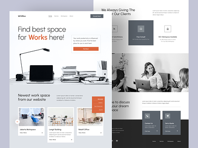 WFOffice - Co - Working Space Website building clean coworking space design landing landingpage office office space place start up ui uiux ux venue web webdesign website work club works workspace