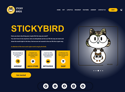 STICKYBIRD LANDING PAGE LIGHT branding design graphic design illustration logo muck up typography ui ux vector