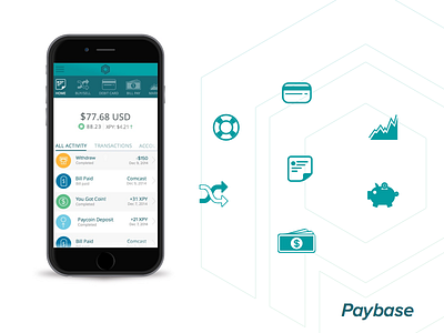Paybase App Overview app crypto cryptocurrency financial app icons mobile app paybase