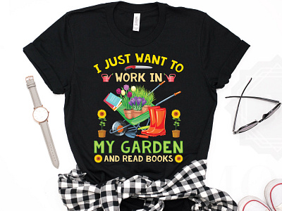 Gardening T-Shirt Design branding design designer etsy garden gardener gardening gardening t shirt gardening t shirt design graphic design green illustration logo merch by amazon my garden plant pod read books t shirt design vector