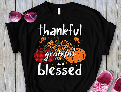 Thankful T-Shirt blessed branding cooked turkey grateful logo vector