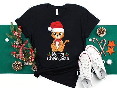 Christmas Cat Lover T-Shirt Design