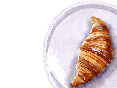 Croissant in watercolor croissant design digital watercolor food illustration magazine procreate watercolor