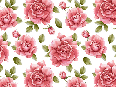 Watercolour Roses - Floral Seamless Pattern