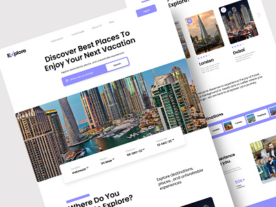 Explore World Tour Website branding explore world landing page figma graphic design illustration landing tour landingpage tour landing page tour website tourlandingpage travel travel landinpage travel website ui ui designer uiux ux ux designer webdesign xd