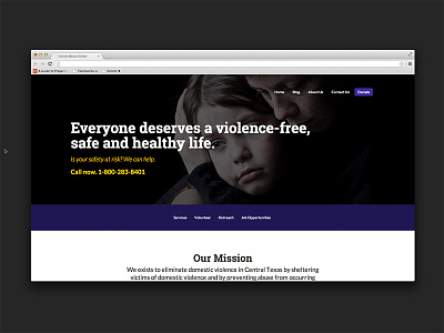 Homepage design for a local non-profit