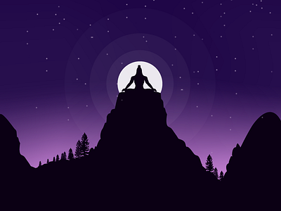 Yogi aura avator dark illustration meditation moon mountain night shiva spirituality stars yogi