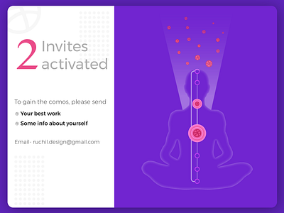 2x Dribbble Invite activation available chakra dribbble healing invites meditation peace portfolio showcase spiritual yoga