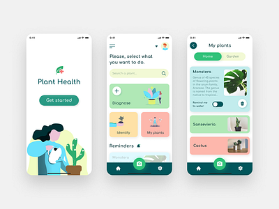 Plant Health app UI app design figma illustration ios plant ui ux