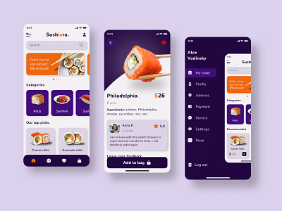 Sushiora mobile app UI app delivery design ios mobile restaurant sushi ui ux