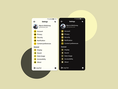 Design Setting (DailyUi #007) app figma setting social ui ux yellow