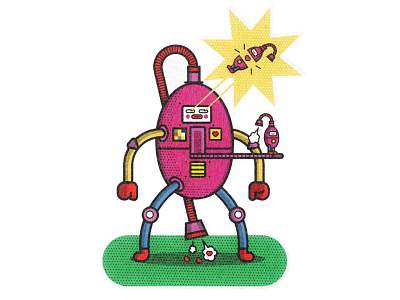 The Rep-Rap Machine character design editorial illustration robot