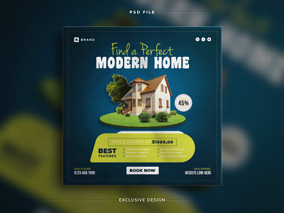 Real estate house property square social media sale banner