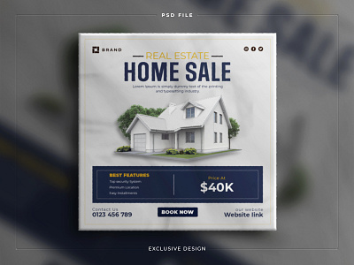 Real estate house property square social media sale banner corporate