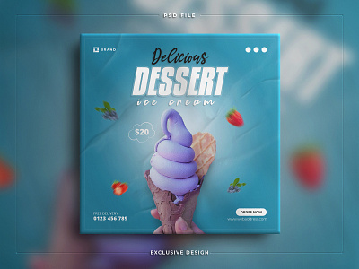 Delicious dessert food for social media instagram post banner 3d animation banner branding cream dessert fast food flyer food graphic design logo motion graphics offer poster ui