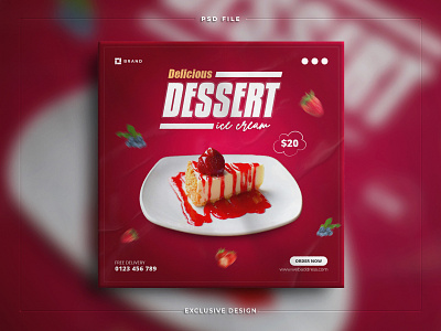 Delicious dessert food for social media instagram post banner