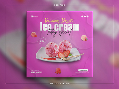 Delicious dessert food for social media instagram post banner